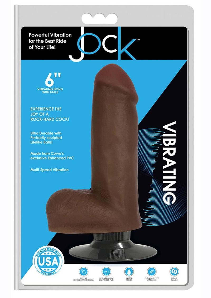 Jock Vibrating Dildo with Balls - Chocolate - 6in