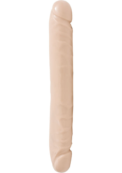 Jr. Veined Double Header Dildo - Flesh/Vanilla - 12in