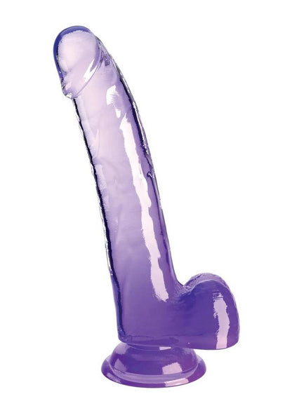 King Cock Clear Dildo with Balls - Clear/Purple - 9in