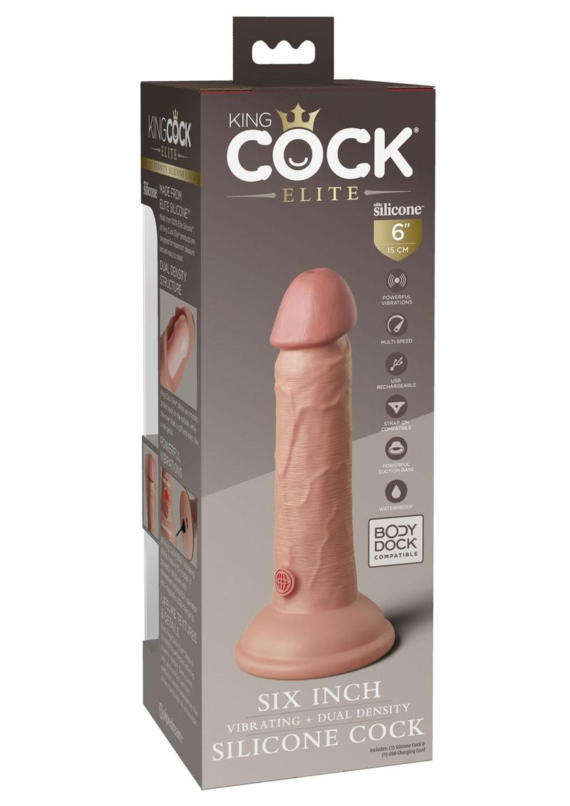 King Cock Elite Dual Density Vibrating Rechargeable Silicone Dildo