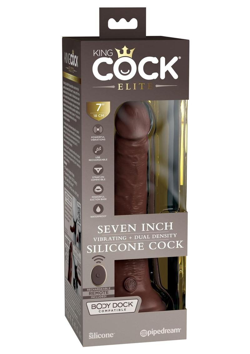 King Cock Elite Dual Density Vibrating Rechargeable Silicone with Remote Control Dildo