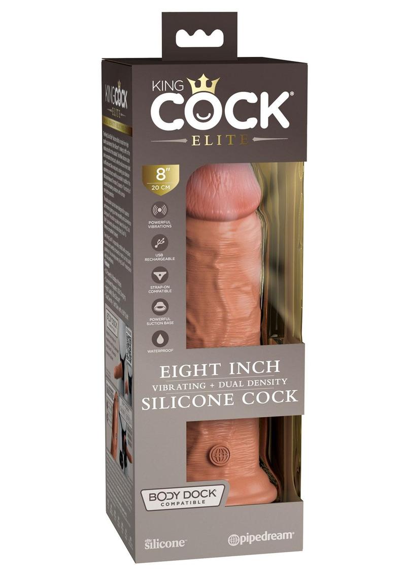 King Cock Elite Dual Density Vibrating Rechargeable Silicone Dildo with Remote Control Dildo