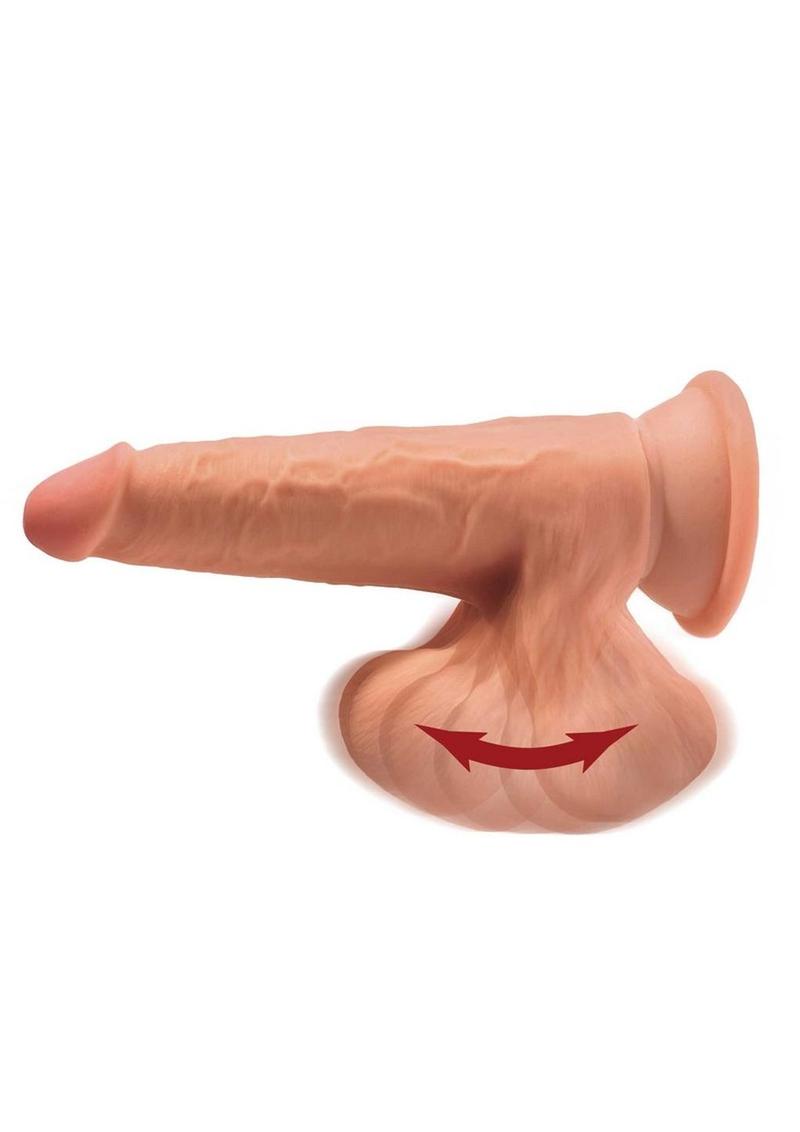 King Cock Plus Triple Density Dildo with Swinging Balls - Caramel - 7in