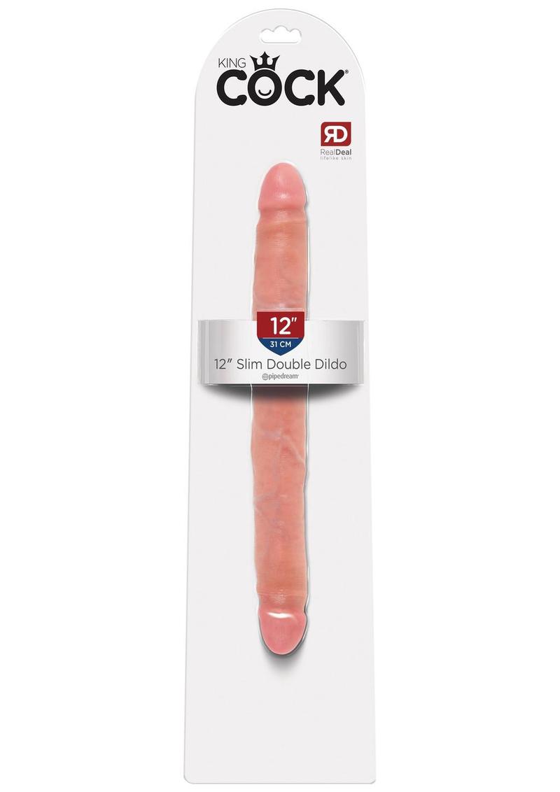 King Cock Slim Double Dildo - Flesh/Vanilla - 12in