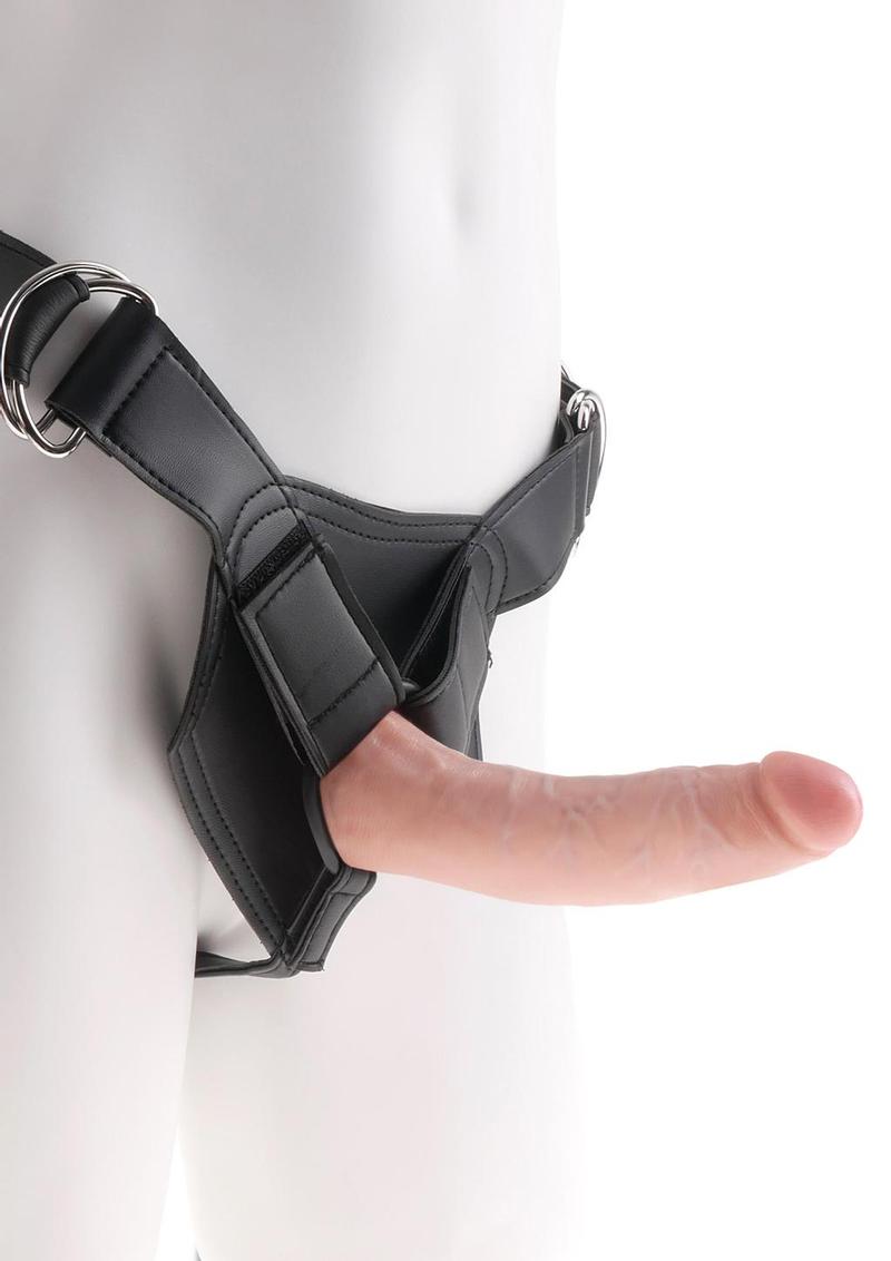 King Cock Strap-On Harness with Dildo - Vanilla - 7in