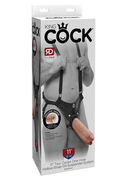 King Cock Two Dildos One Hole Hollow Strap-On Suspender System