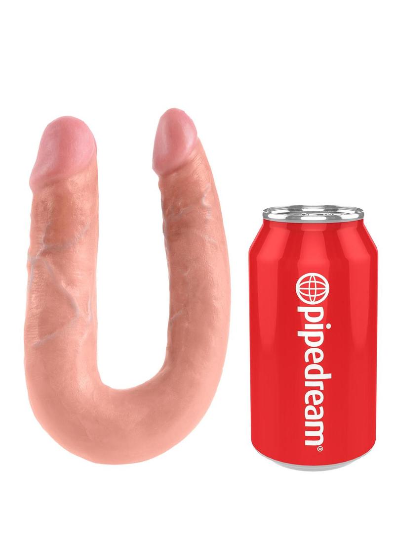 King Cock U-Shaped Medium Double Trouble Dildo - Flesh/Vanilla - Medium