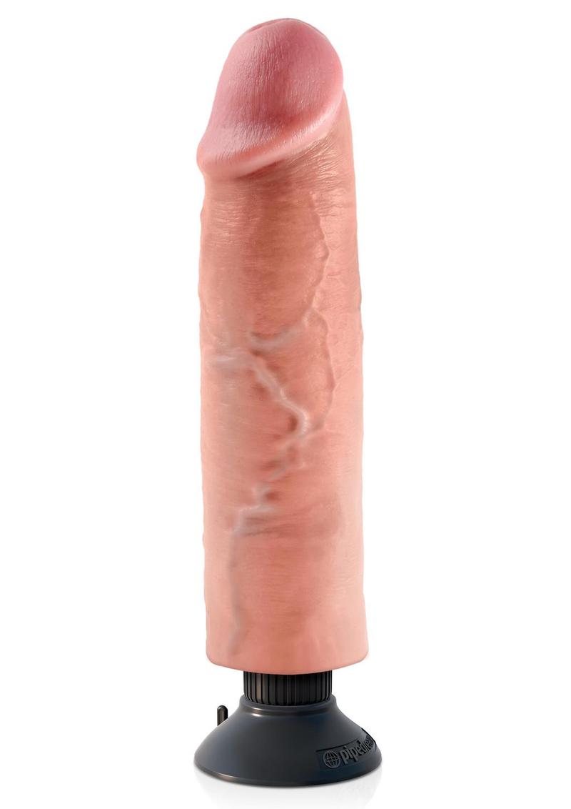 King Cock Vibrating Realistic Dildo Waterproof - Vanilla - 10in