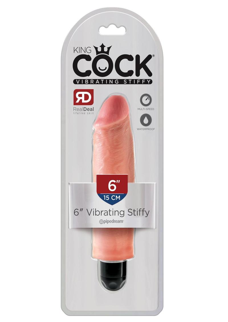 King Cock Vibrating Stiffy Dildo - Flesh/Vanilla - 6in