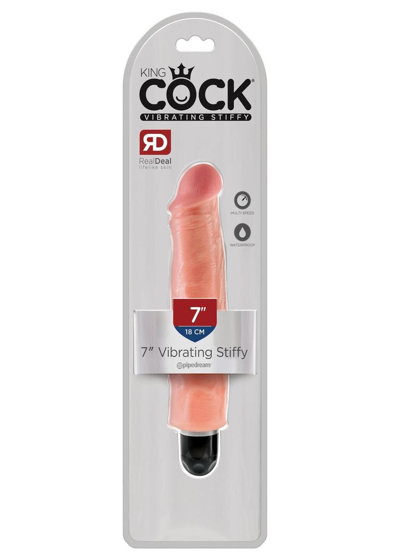 King Cock Vibrating Stiffy Dildo - Vanilla - 7in