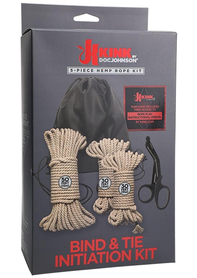 Kink Bind and Tie Initiation Hemp Rope - Natural - 5 Piece Kit