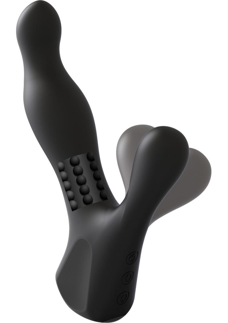 Kink Ultimate Rim Job Rechargeable Silicone Vibrating Prostate Massager with Rotating Ridges - Black