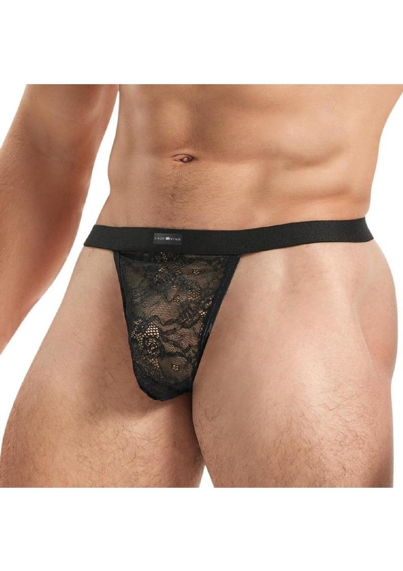 Lace King Lace G-String - Black - Large/XLarge