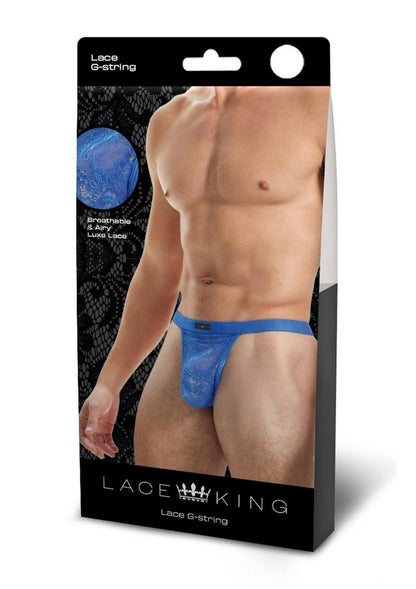 Lace King Lace G-String - Blue - Large/Medium