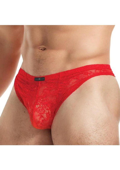 Lace King Lace Thong - Red - Medium/Small