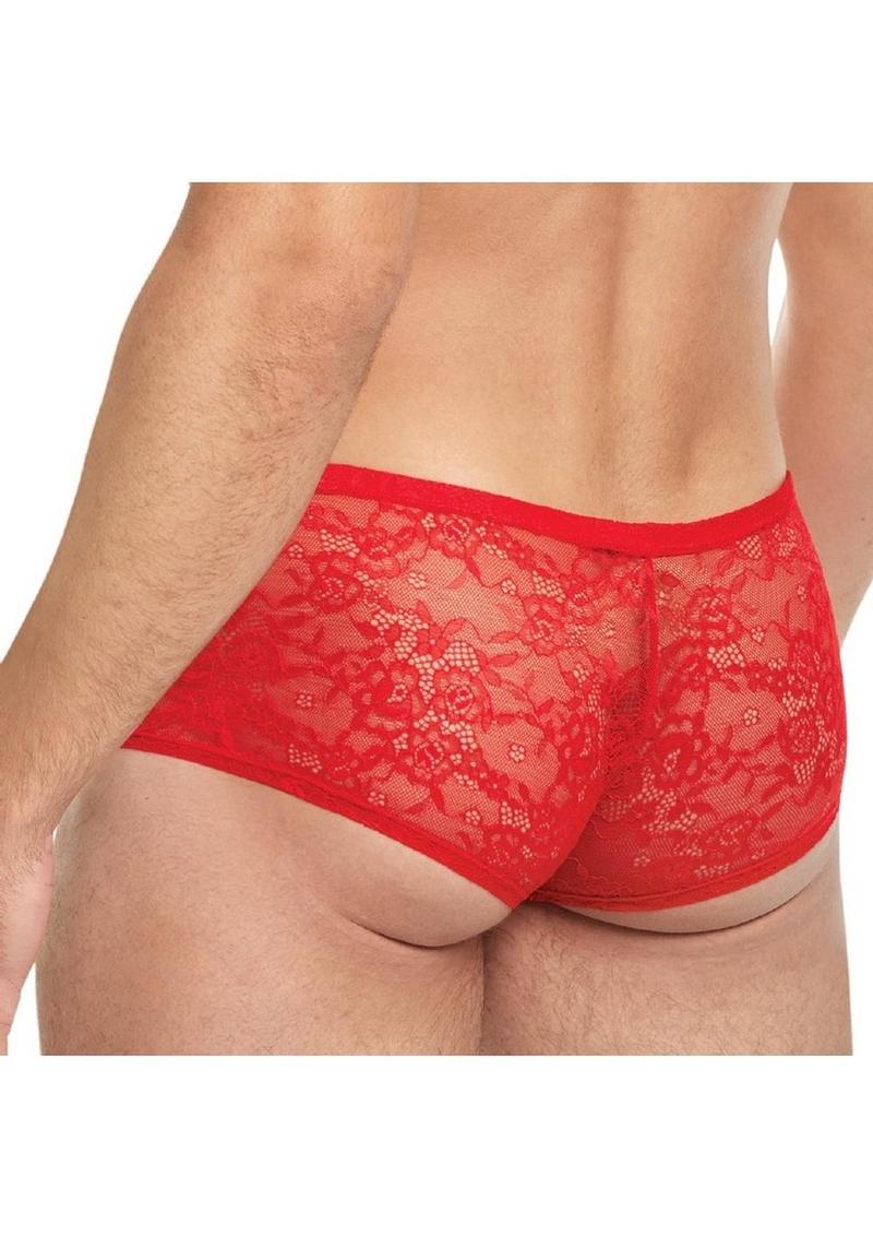 Lace King Lace Trunks - Red - Medium/Small