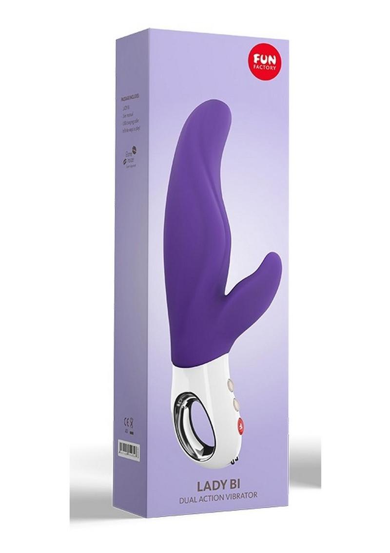 Lady Bi Silicone Vibrator with Clitoral Stimulator - Purple/Violet