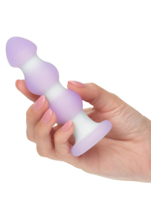 Lavender Haze Beaded Probe Silicone Rechargeable Anal Plug - Purple/White