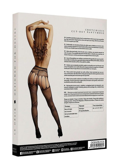 Le Desir Crotchless Cut Out Pantyhose - Black - One Size