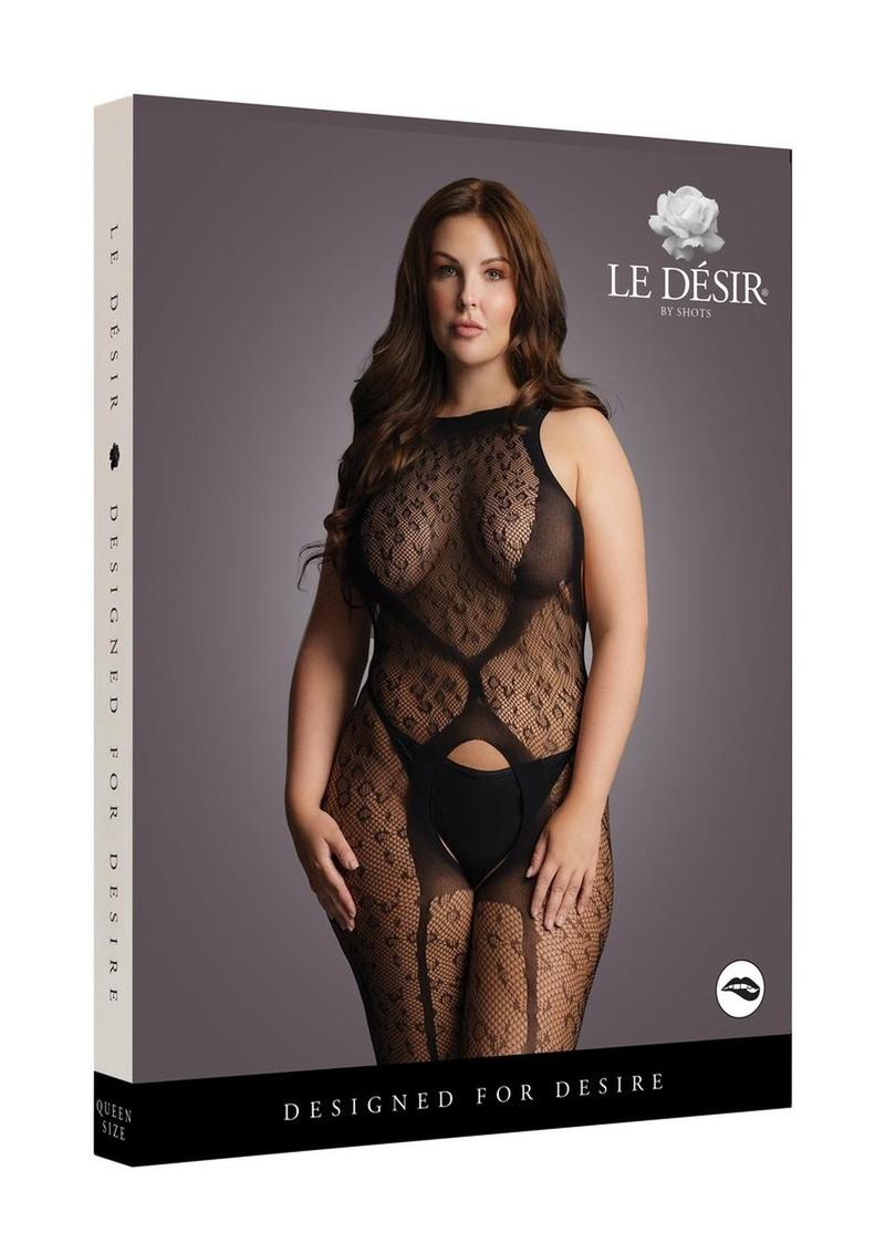 Le Desir Crotchless Leopard Bodystocking