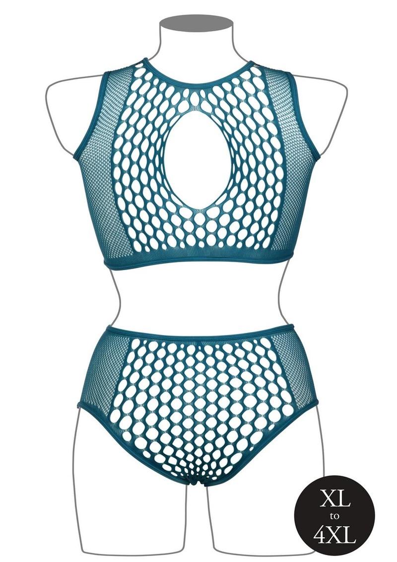 Le Desir Duo Net Key Hole Bra - Blue - Queen - Set