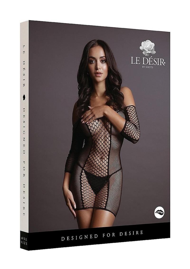 Le Desir Duo Net Sleeved Mini Dress