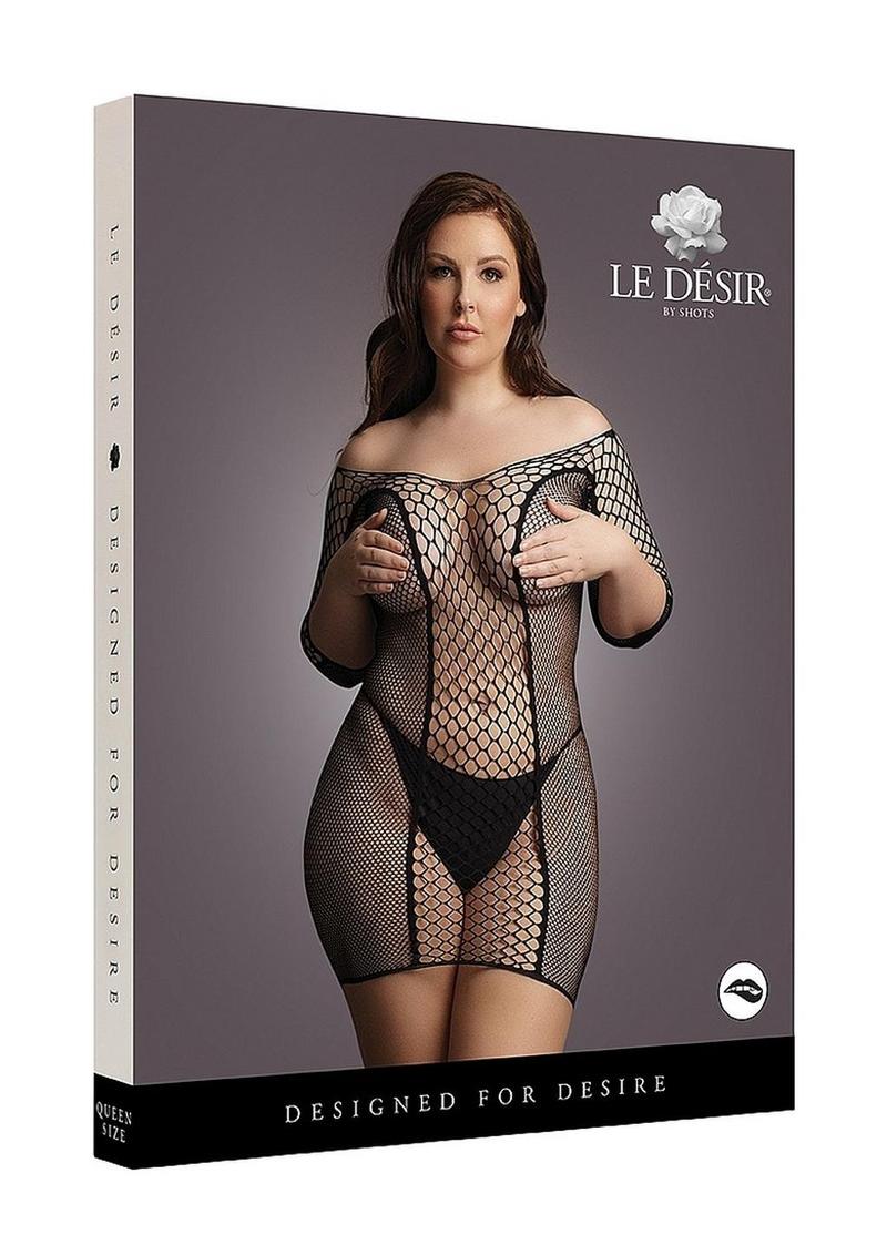 Le Desir Duo Net Sleeved Mini Dress