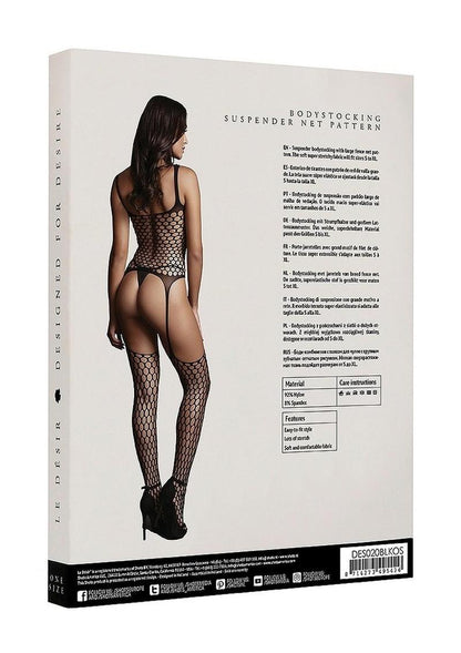 Le Desir Fence Suspender Bodystocking - Black - One Size