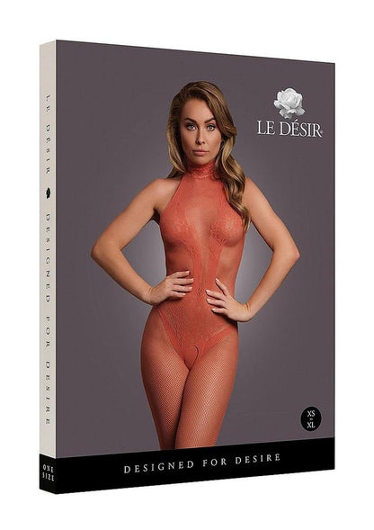 Le Desir Fishnet and Lace Bodystocking - One Size - Sunset Glow