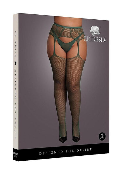 Le Desir Fishnet and Lace Garterbelt Stocking