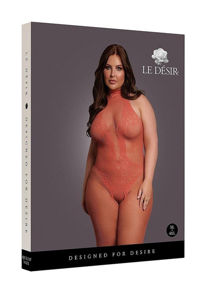 Le Desir Fishnet Lace Bodystocking - Queen - Sunset Glow