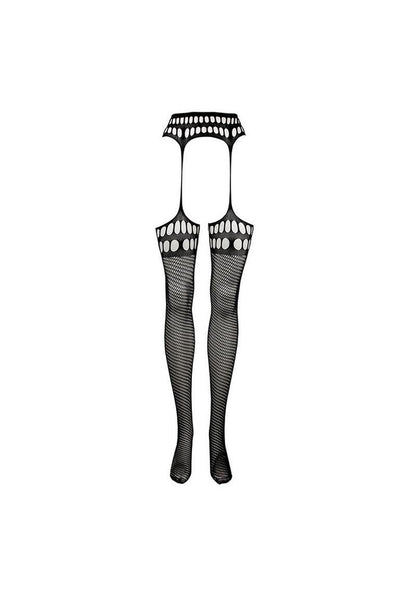 Le Desir Garterbelt Stockings with Open Design - Black - One Size