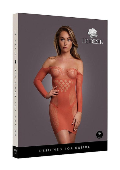 Le Desir Long Sleeved Net Mini Dress - One Size - Sunset Glow