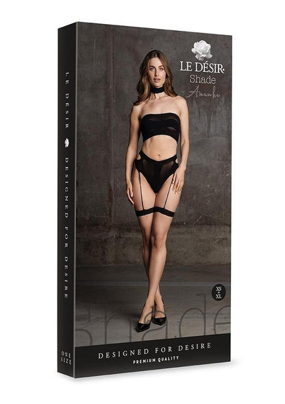 Le Desir Shade Ananke Xii Three Piece with Choker, Bandeau Top and Pantie with Garters