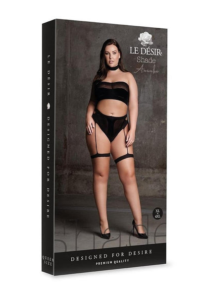 Le Desir Shade Ananke Xii Three Piece with Choker, Bandeau Top and Pantie with Garters