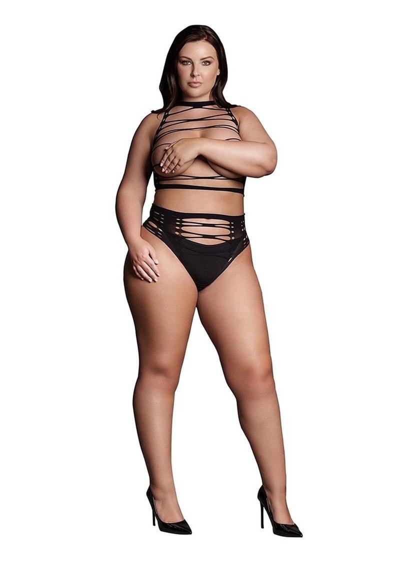 Le Desir Shade Helike Xlv Two Piece with Open Cups, Crop Top and Pantie