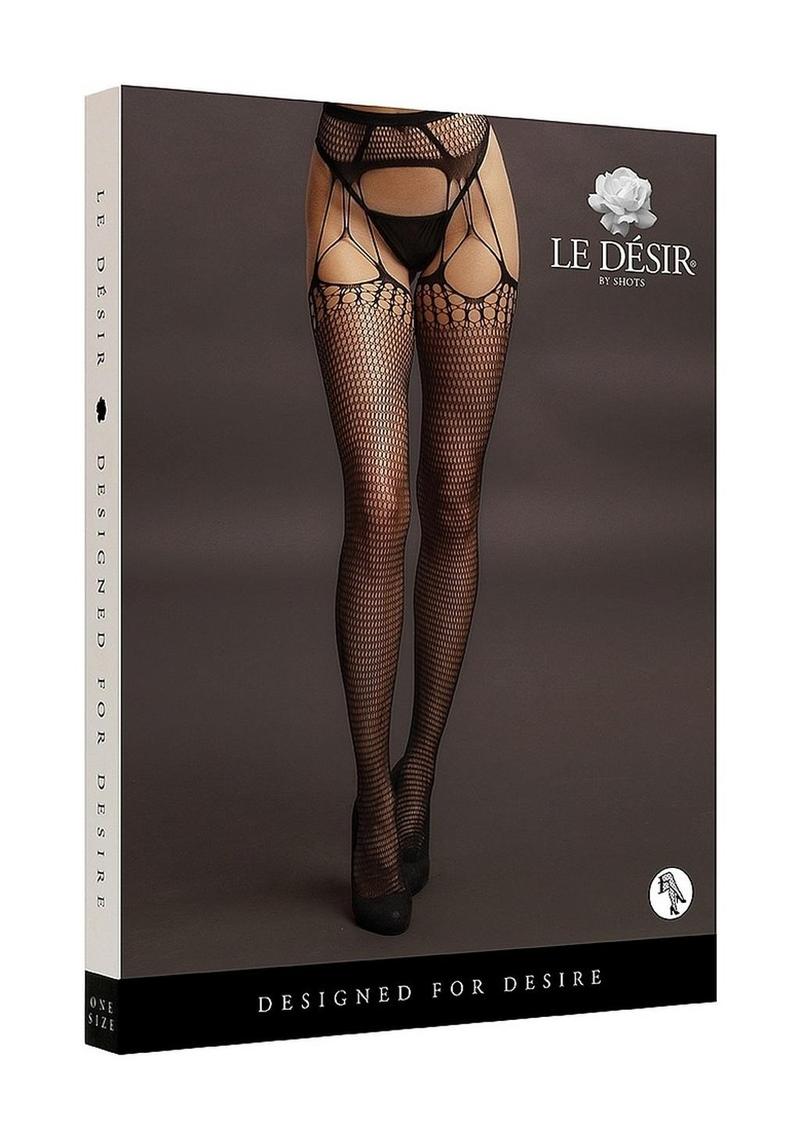 Le Desir Shredded Suspender Pantyhose