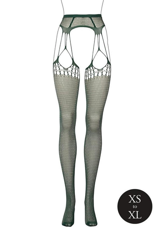 Le Desir Shredded Suspender Pantyhose - Green - One Size