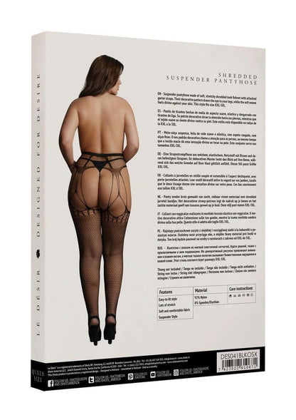 Le Desir Shredded Suspender Pantyhose