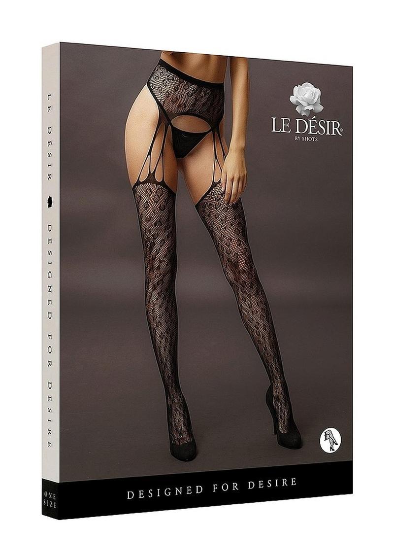 Le Desir Suspender Leopard Pantyhose