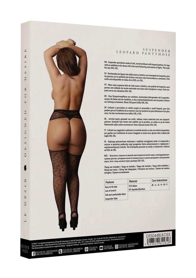 Le Desir Suspender Leopard Pantyhose