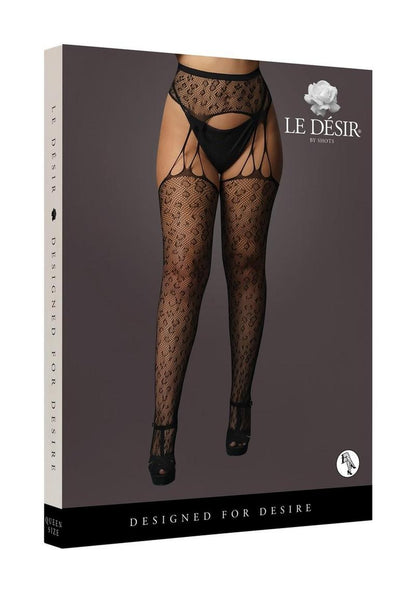 Le Desir Suspender Leopard Pantyhose