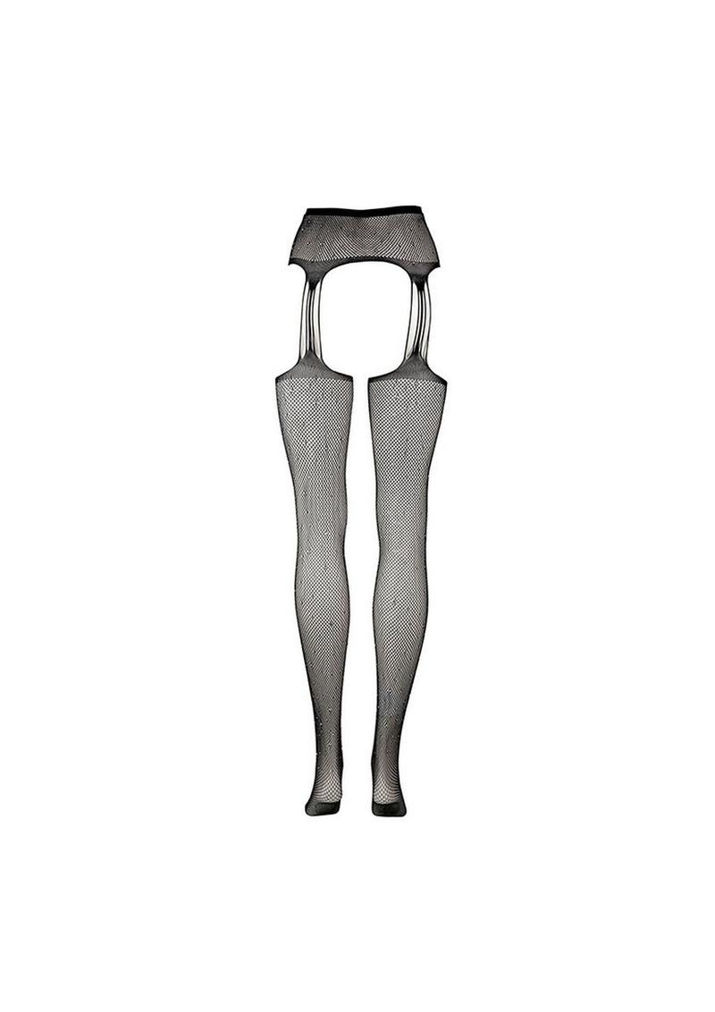 Le Desir Suspender Rhinestone Pantyhose