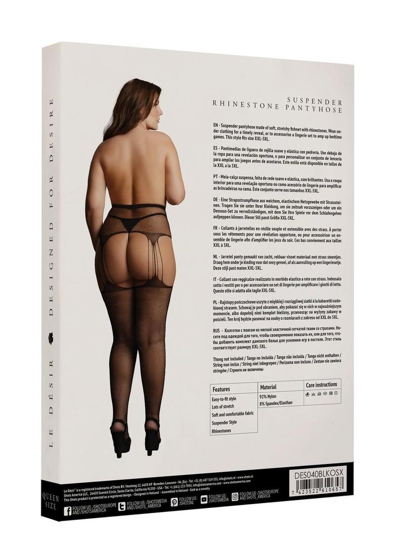 Le Desir Suspender Rhinestone Pantyhose