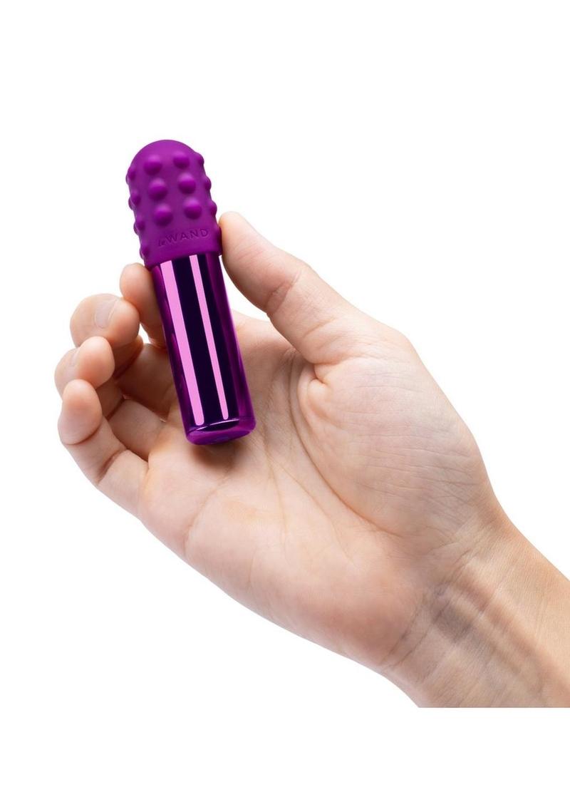 Le Wand Bullet Rechargeable Vibrator with Textured Silicone Sleeve and Ring - Cherry/Purple