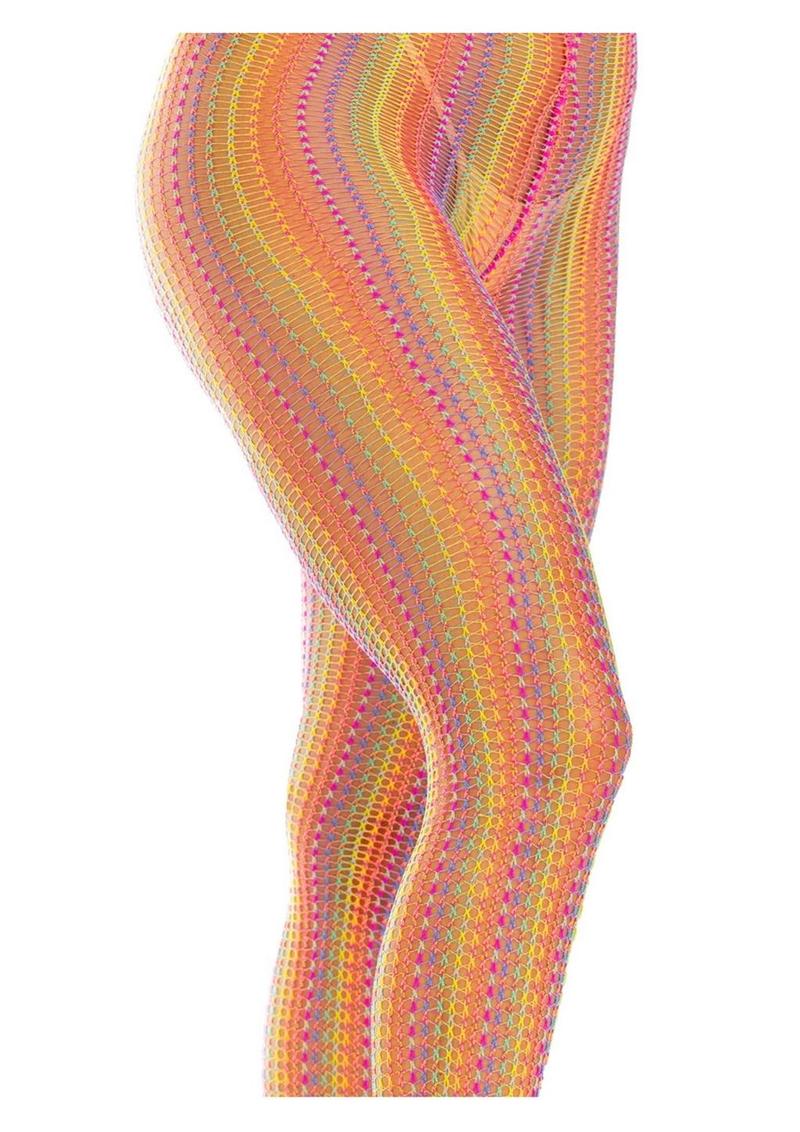 Leg Aventue Rainbow Crochet Net Tights - Multicolor - One Size