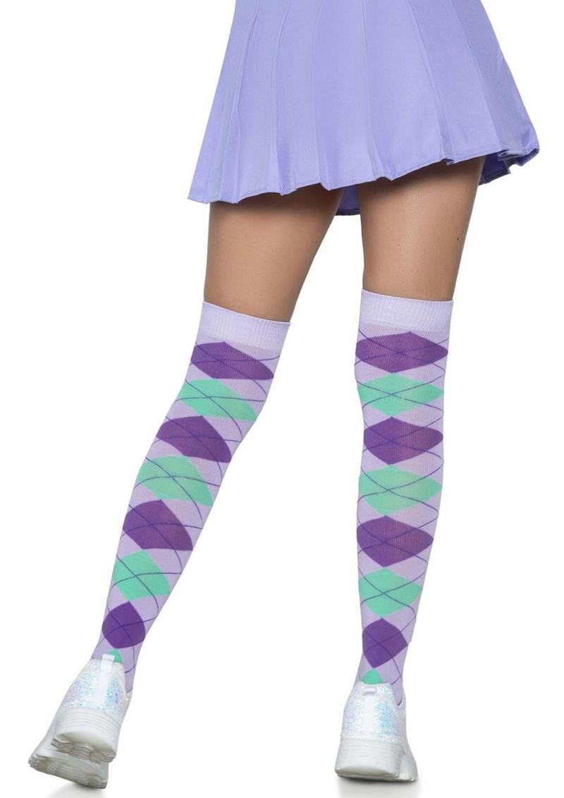 Leg Avenue Argyle Knit Over The Knee Socks