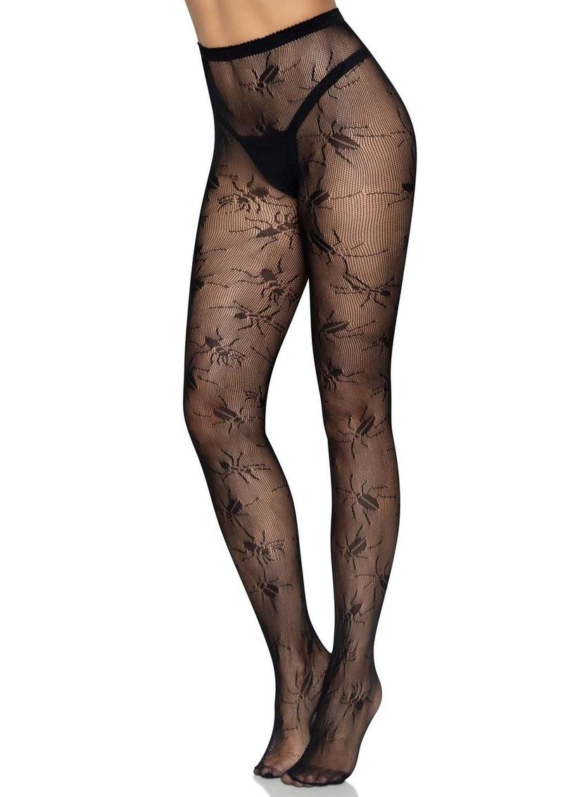 Leg Avenue Beetle Net Tights - Black - One Size