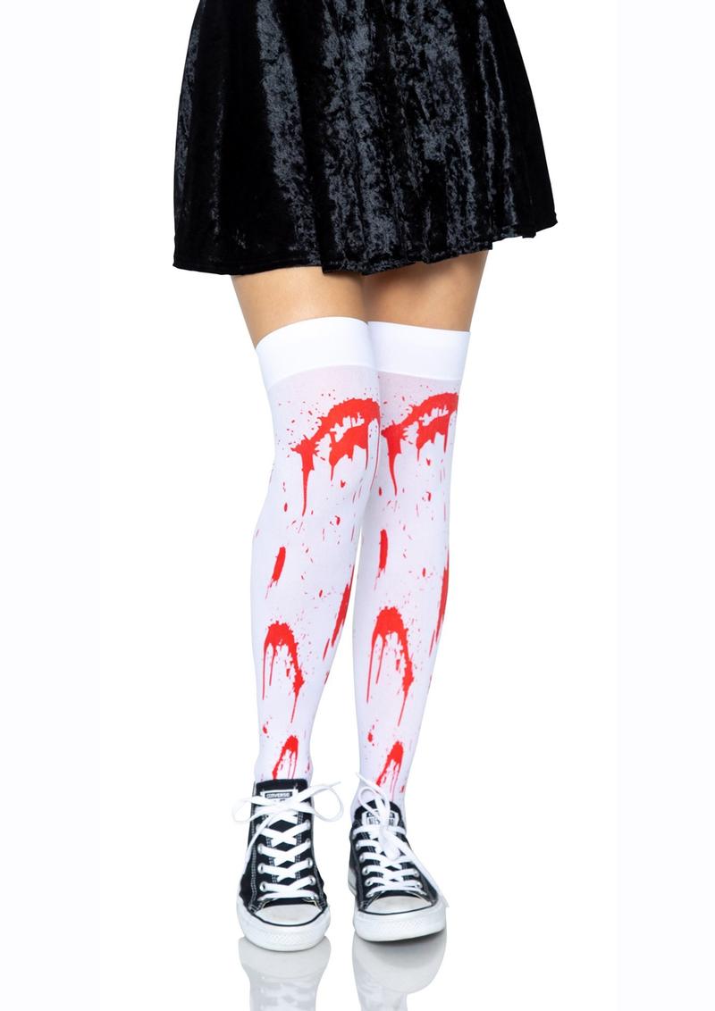 Leg Avenue Bloody Zombie Thigh High - Red/White - One Size