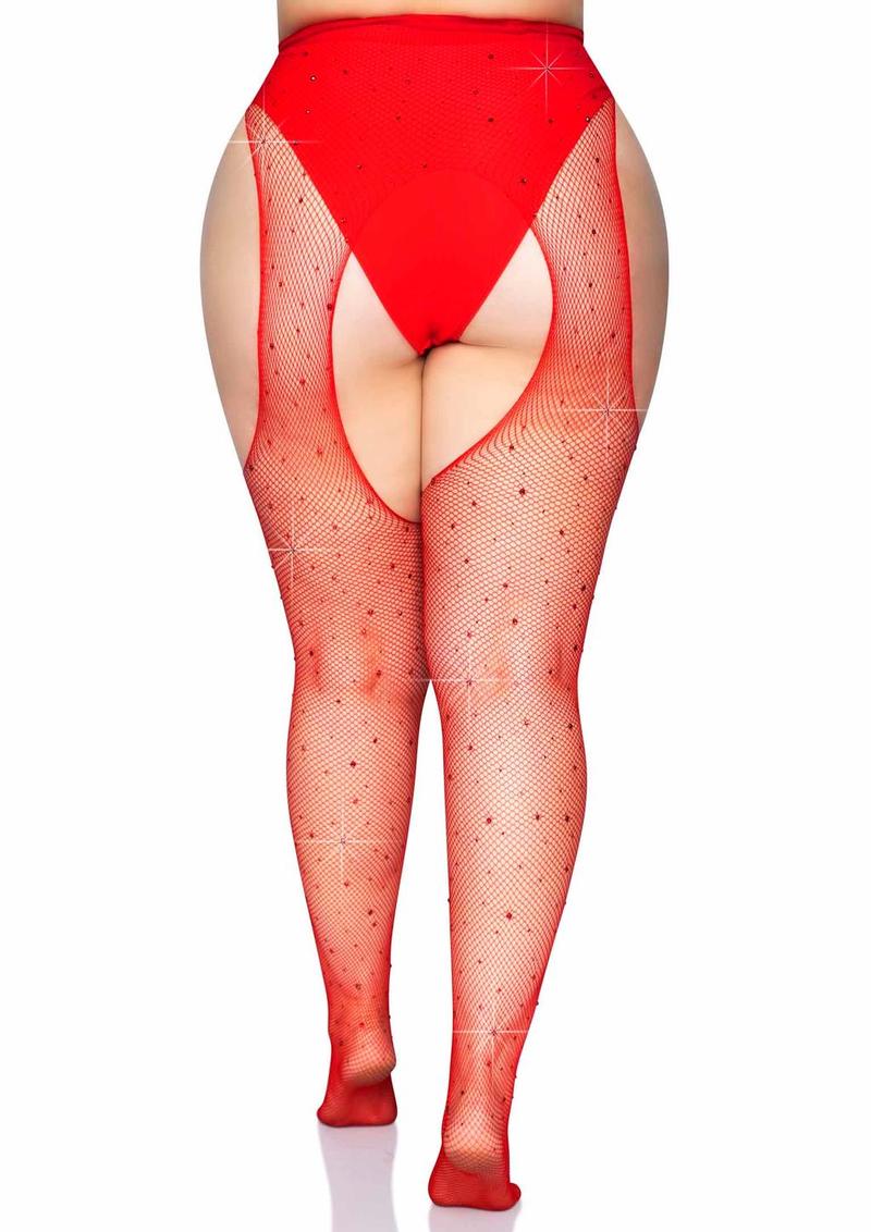 Leg Avenue Crystalized Fishnet Suspender Pantyhose